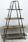 4 Tier Antique Vintage Decorative Wooden/Metal Triangle Shelf