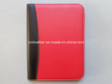 Red PU Leather File Folder with Zipper Closure