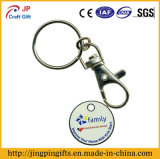 Organization Logo Metal Keychain Trolley Coin with Key Ring Holder