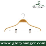 Laminated/Plywood Bamboo Cloth Hangers with Metal Clips