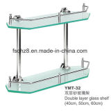 Two Layer Stainless Steel Glass Shelf Towel Rack (YMT-32)