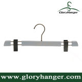 High-End Custom Wooden Bottom Hanger with Flat Metal Clip