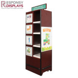 Fashionable Design Floor-Standing Multi-Function Wooden Double-Sided Display Rack with Poster