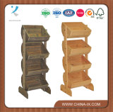 Floor Standing Wooden Rustic Crate Display with 4 Bins