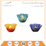 Colorized Glass Candle Holder in Flower Shape