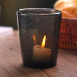 Mouth Blown Solid Gray Bubble Glass Candle Holder