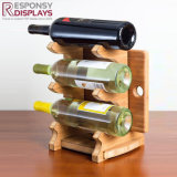 Supermarket Creative Counter Wood Wine Display Rack for Three Beer Bottles