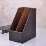 A4 Brown PU Leather File Holder with Two Dividers