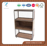 Triple Wood and Wire Display Case with Casters