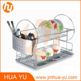 18/0 Stainless Steel 2-Tier Dish Rack with Chrome Tray