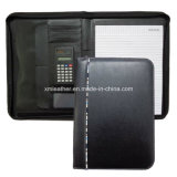 Black Leather Cover Medical File Folders with Pockets