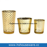 Different Size Golden Glass Candle Holder