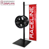 Metal Floor-Standing Display Brand Tyre Display Rack for Three PCS with Big Logo