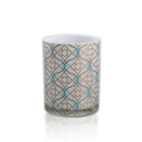 10oz Glass Candle Holders with Decal and White Color