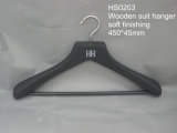 Black Soft Finishing Rubber Wooden Top Hanger with Hanging Pants Bar