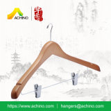 Wooden Hotel Coat Hanger with Metal Accessory