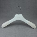 Glossy White Lotus Wood Clothing Hanger with Anti-Slip Velvet