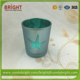 out Frosted Inner Electroplate Glass Candle Holder with Customized Pattern (H016)
