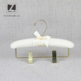 Satin Padded Wholesale Clothing Hanger with Golden Metal Clips