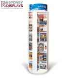 Four Sides Wood Floor Stand Pamphlet Display Rack Brochure Shelf