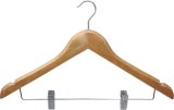 Natural Wooden Female Hanger with Clips