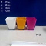 Square Colored Printing Glass Candle Jar Glass Candle Holder Wholesale