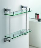 304 Stainless Steel Double Layer Bathroom Glass Shelf