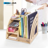 Wooden DIY File Tray with Office Stationery Storage Shelf