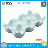 Hot Sale Classic 6 Eggs White Ceramic Egg Tray