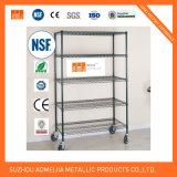 5 Tiers Heavy Duty Chrome Metal Wire Shelving with Wheels