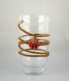 Glass Candle Holder with Jute Rope and Shell