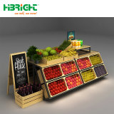 Supermarket Wooden Vegetable and Fruit Shelving Display Stand Rack