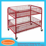 Metal Wire Basket Store Supermaket Display Racks on Wheels