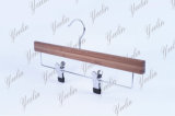 Standard Pant Bamboo Hanger for Supermarket, Wholesaler with Shiny Chrome Hook