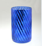 High Cylindrical Blue Candle Holder