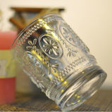 Heavy Embossed Glass Candle Holder