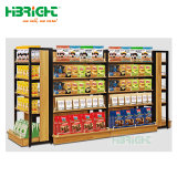 Double Side Wooden Metal Plain Panel Supermarket Gondola Shelving