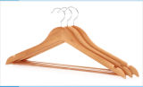 Natural Color Fashion Garment Wooden Hanger with Trousers Bar (YLWD6612H-NTL1)