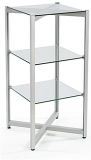 Tiered Shelving Displays with 3 Height Adjustable Glass Shelves Silver
