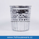 Flower Design Slivery Glass Candle Holder