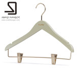Wooden Clothes Hanger of Bar with Clips, Huaqi Garment Hanger