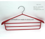 Hh Hm1401 Wholesale Plastic Plated Metal Coat Hanger with 3PCS Metal Hanging Bar