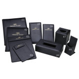 Customized Black A4 PU Leather VIP Folder for Hotel