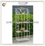 Creamy White Foldable Iron 4-Tiers Office Shelf