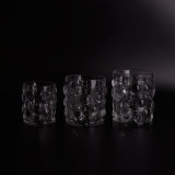 Transparent Thick Glass Candle Holders Set with Nailed Pattern