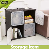 Foho- DIY Plastic Storage Cube with Doors, Cube of 4, Black Flower Color (FH-AL0016-4)