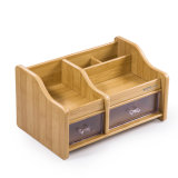 Multi Functional Wooden Desk Organizer with 2 Drawers