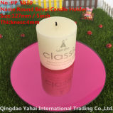 4mm Round Light Red Bevel Glass Candle Holder
