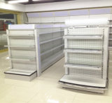 Supermarket Metal Gondola Shelving for Cosmetics Shelf with Top LED Lamp