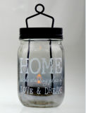 Glass Mason Jar Candle Holder with Decal